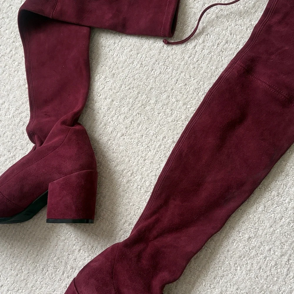 Stuart Weitzman Tieland Over The Knee Heeled Cabernet Suede Boot